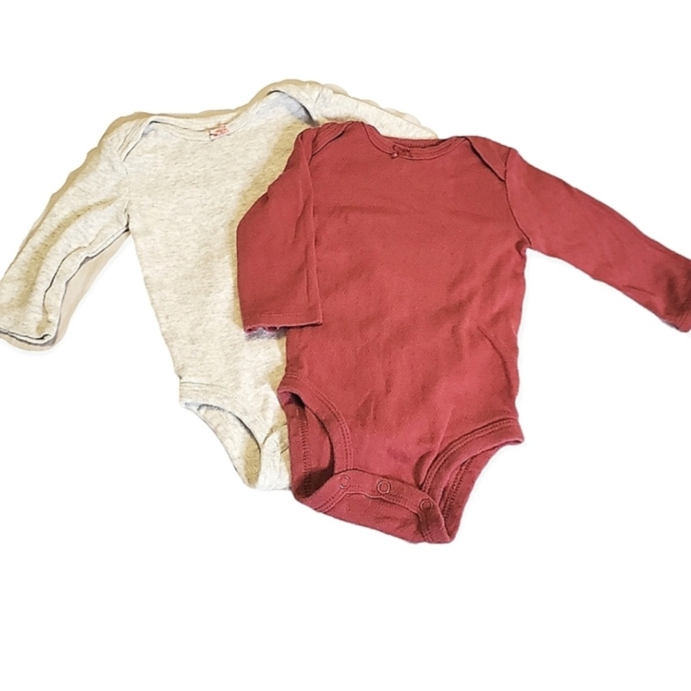 Carter's Long Sleeve Bodysuit Set - Red and Gray
